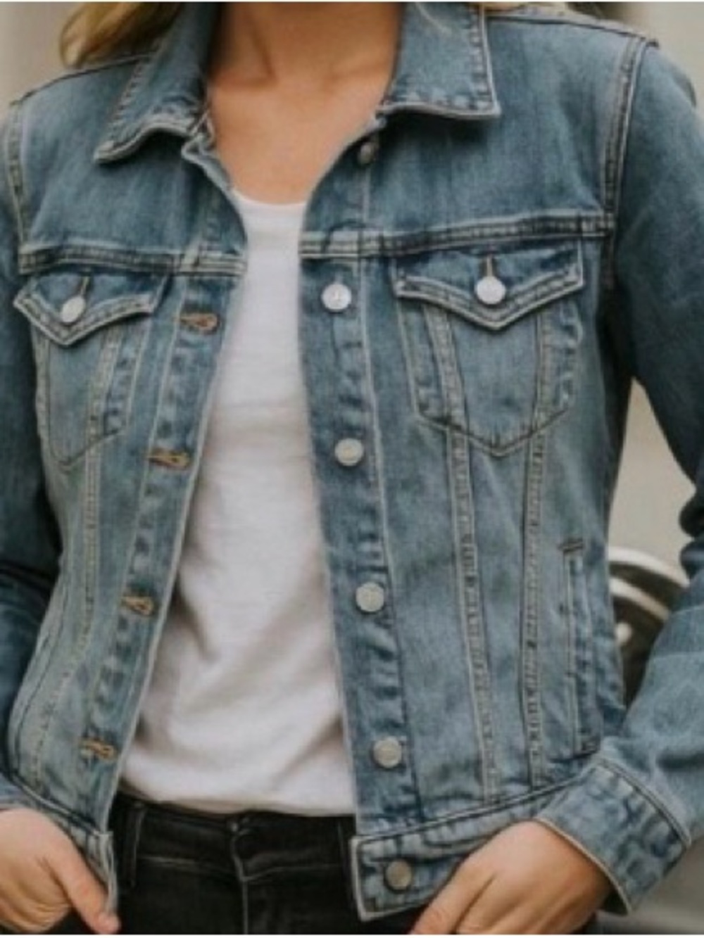 Lucky Brand Light Blue Denim Jacket with Button Front